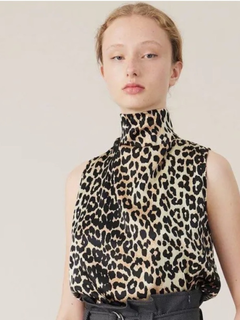 GANNI Silk Leopard Print Top